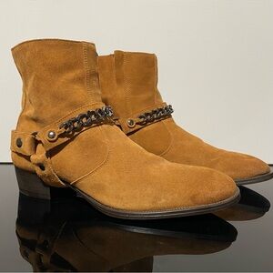 Zara Men’s Brown Burnished Suede Detachable Harness Strap Ankle Boots US 10.5